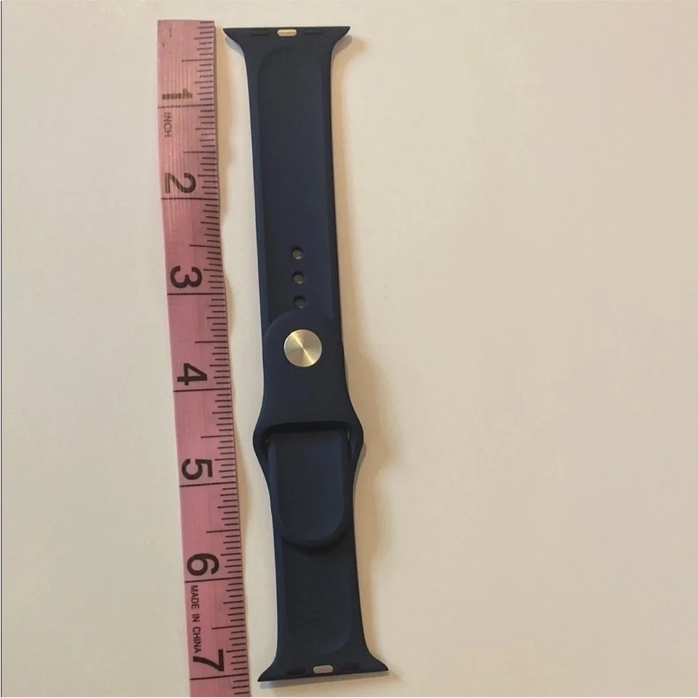 Apple Watch Navy Blue Silicone Band 42mm Silver Buckle NWOT